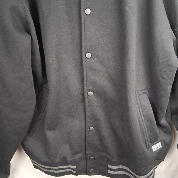 Pro Club Men's Varsity Fleece Baseball Jacket X-Large, Black/Charcoal - Picture 6 of 9